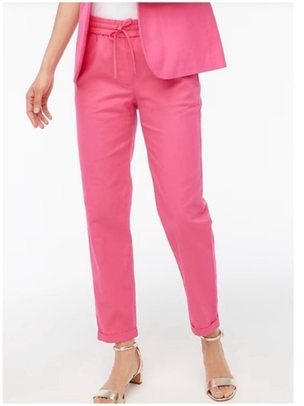 J. Crew Linen Cotton Drawstring Pants Sweet Briar Pink size 4